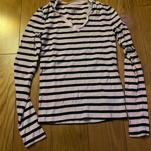 Black and White Striped Women's Top